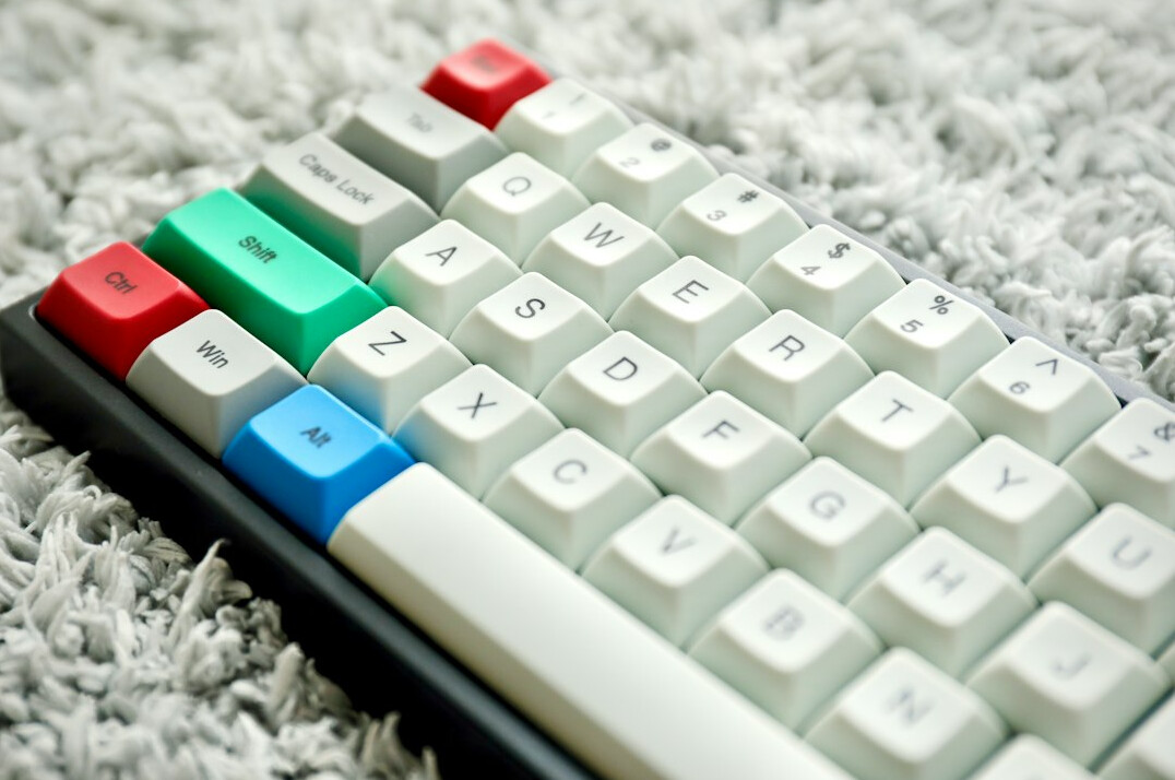 Close-up macro photo of a mechanical keyboard